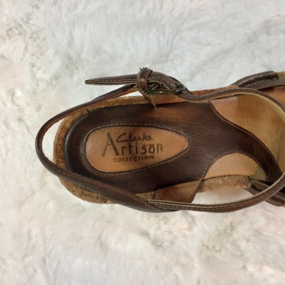 Clarks Artisan Alameda Cork Leather Wedge Sandals - Picture 8 of 10